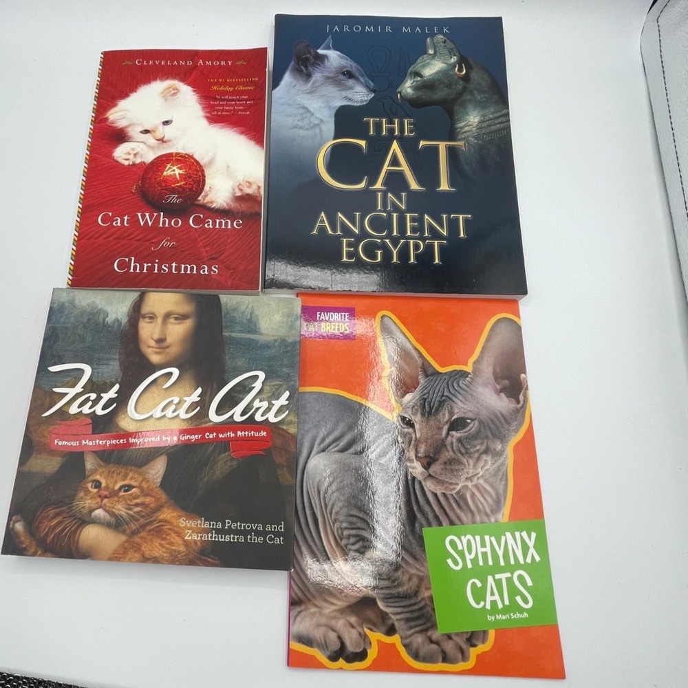Cat Book Lot 4 The Cat in Ancient Egypt Fat Cat Art Sphynx Cats Christmas Book